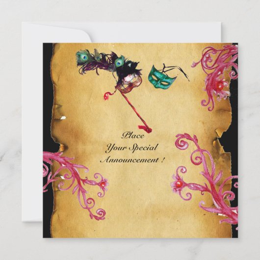 MASQUERADE MAGIC BERRIES MONOGRAMM rot Einladung (Rückseite)