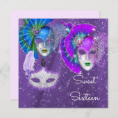 Masquerade, Mardi Gras 16 . Geburtstag, Einladung (Vorne/Hinten)