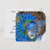 Masquerade Mardi Gras Einladung (Vorne/Hinten)