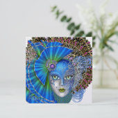 Masquerade Mardi Gras Einladung (Stehend Vorderseite)