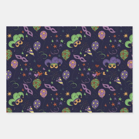 Masquerade Mardi Gras Geschenkpapier Set (Vorderseite)