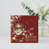 Masquerade Mardi gras maske PERSONALISIEREN Einladung (Stehend Vorderseite)