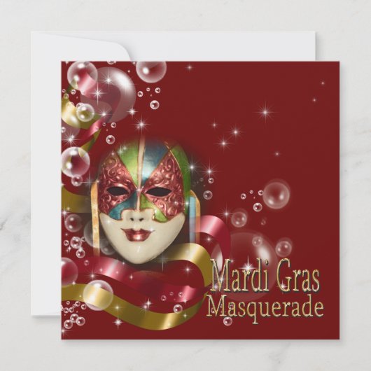 Masquerade Mardi gras maske PERSONALISIEREN Einladung (Vorderseite)