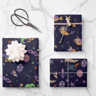 Masquerade Mardi Gras Wrapping Paper Sheets Geschenkpapier Set