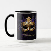 Masquerade Mask Gold Purple Black Moody Name Gift Tasse (Links)
