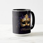 Masquerade Mask Gold Purple Black Moody Name Gift Tasse (VorderseiteRechts)