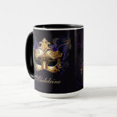 Masquerade Mask Gold Purple Black Moody Name Gift Tasse (Vorderseite Links)