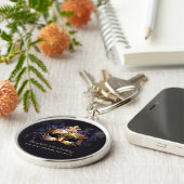 Masquerade Mask Gold Purple Dramatic Gift Favor Schlüsselanhänger (Seite)