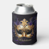Masquerade Mask Gold Purple Dramatic Name Keepsake Dosenkühler (Kanne Vorderseite)
