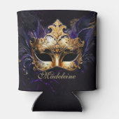 Masquerade Mask Gold Purple Dramatic Name Keepsake Dosenkühler (Rückseite)
