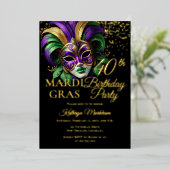 Masquerade Mask Mardi Gras 40th Birthday Party Folieneinladung (Stehend vorne)