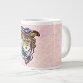 Masquerade Mask on Dusty Pink Brocade Muster Jumbo-Tasse (Vorderseite Rechts)