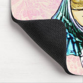 Masquerade Mask on Dusty Pink Brocade Muster Mousepad (Ecke)