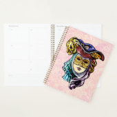 Masquerade Mask on Dusty Pink Brocade Muster Planer (Anzeige)