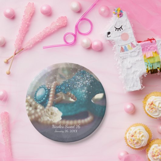 Masquerade Mask & Pearls Rainbow Party Teller (Party)