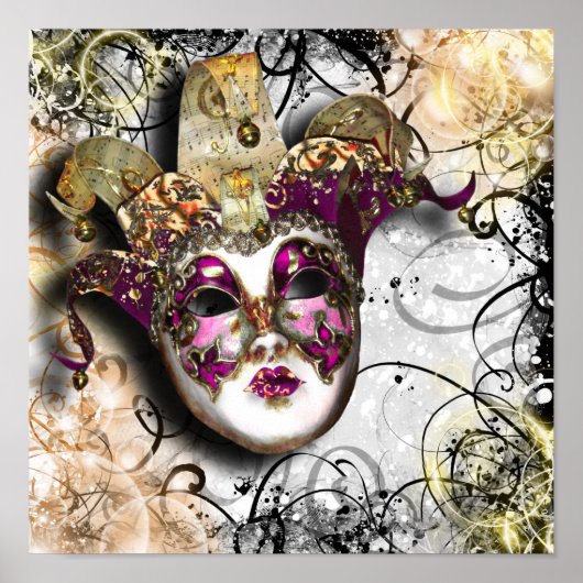 Masquerade mask venetian mardi gras party poster (Vorne)