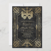 Masquerade Maske Black Elegante Quinceanera Einladung (Vorderseite)
