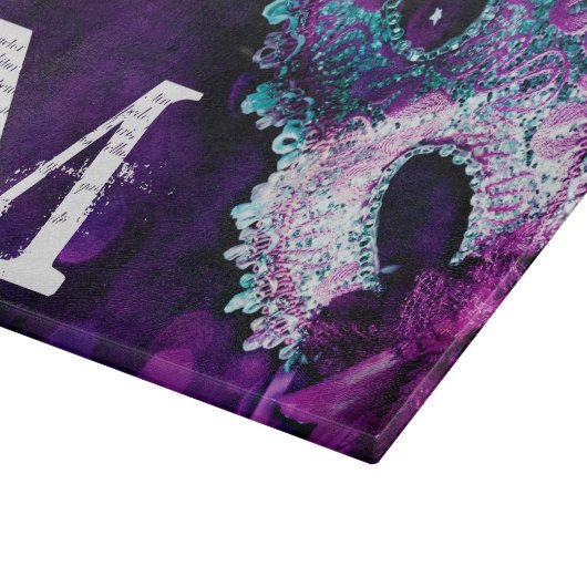 Masquerade Maske Costu Monogram Glasschneidplatte Schneidebrett (Ecke)