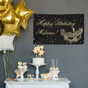 Masquerade Maske elegante Gold Glitzer Glitzern Banner