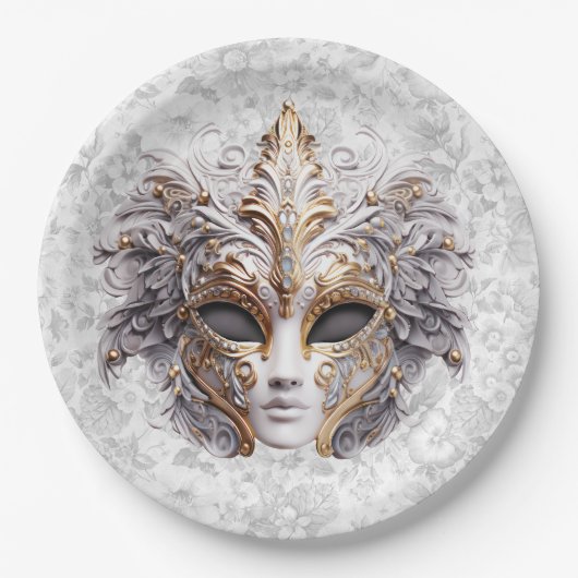 Masquerade Maske gefärbt in Grays Pappteller (Vorderseite)