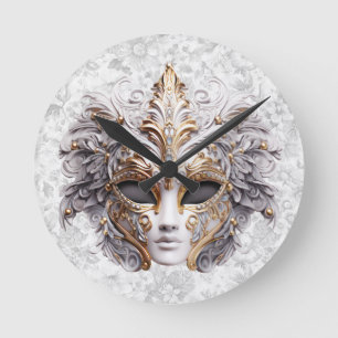 Masquerade Maske gefärbt in Grays Runde Wanduhr