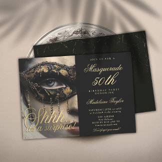 Masquerade Maske Gold Black Überraschung 50. Gebur Einladung
