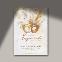 Masquerade Maske Gold White Dramatic 50. Geburtsta