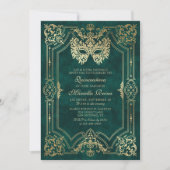 Masquerade Maske Green Elegante Quinceanera Einladung (Vorderseite)