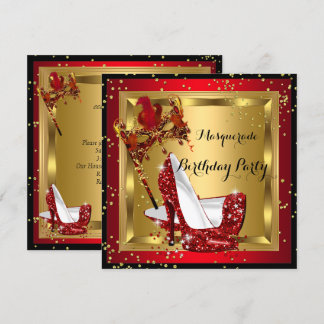 Masquerade Maske High Heel Shoe Red Geburtstag 2 Einladung
