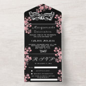 Masquerade Maske Kirry Blossom Pink Quinceanera All In One Einladung (Innen Boden)