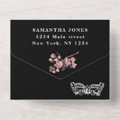 Masquerade Maske Kirry Blossom Pink Quinceanera All In One Einladung (Rückseite)