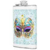 Masquerade Maske mit den goldenen Verzierungen Flachmann (Links)