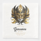 Masquerade Maske Motif Black Gold White ID1031 Serviette (Vorderseite)