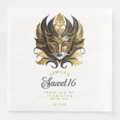 Masquerade Maske Motif Black Gold White ID1032 Serviette (Vorderseite)