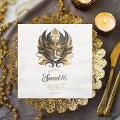 Masquerade Maske Motif Black Gold White ID1032 Serviette