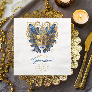 Masquerade Maske Motif Blue Gold White ID1031 Serviette