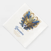 Masquerade Maske Motif Blue Gold White ID1031 Serviette (Ecke)