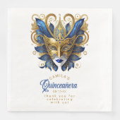 Masquerade Maske Motif Blue Gold White ID1031 Serviette (Vorderseite)
