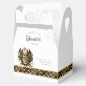 Masquerade Maske Motif Harlequin Black Gold ID1032 Geschenkschachtel (Geöffnet)