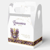 Masquerade Maske Motif Harlequin Lila Gold ID1031 Geschenkschachtel (Geöffnet)