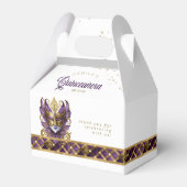 Masquerade Maske Motif Harlequin Lila Gold ID1031 Geschenkschachtel (Vorderseite)