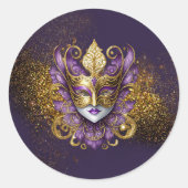 Masquerade Maske Motif Lila Gold ID1031 Runder Aufkleber (Vorderseite)