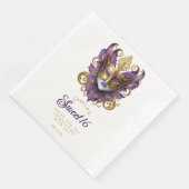 Masquerade Maske Motif Lila Gold White ID1032 Serviette (Ecke)