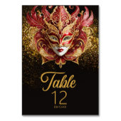 Masquerade Maske Motif Red Gold ID1031 Tischnummer (Vorderseite)