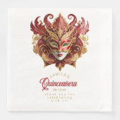 Masquerade Maske Motif Red Gold White ID1031 Serviette (Vorderseite)