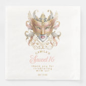 Masquerade Maske Motif Rose Gold White ID1032 Serviette (Vorderseite)