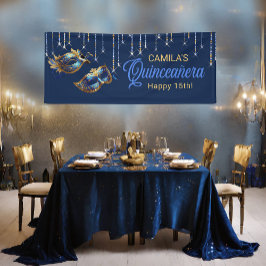 Masquerade Maske Quinceañera Blue Gold ID1031 Banner