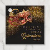 Masquerade Maske Quinceanera Red Gold ID1031 Geschenkanhänger (Vorderseite)