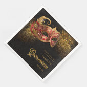 Masquerade Maske Quinceanera Red Gold ID1031 Serviette (Ecke)