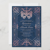 Masquerade Maske Rosa Elegantes Quinceanera Einladung (Vorderseite)